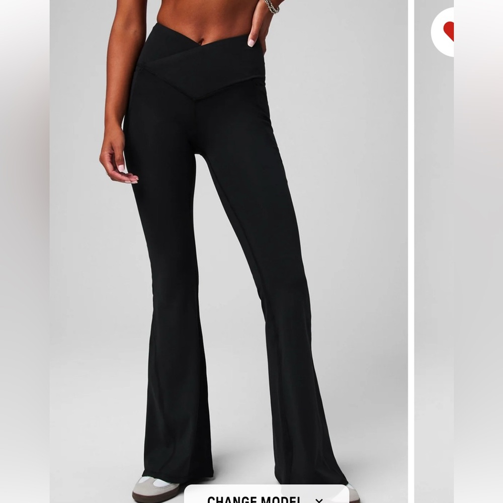 Fabletics High Waisted Crossover Black Flared Pants